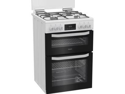 Hotpoint HTG6GDCW 60cm twin gas cooker with A+ energy efficiency