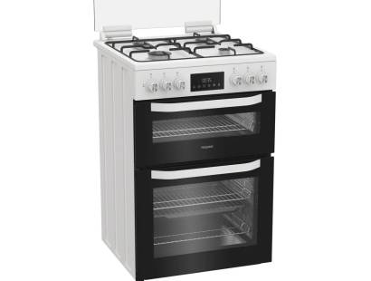 Hotpoint double oven cooker with glass lid and enamel pan supports