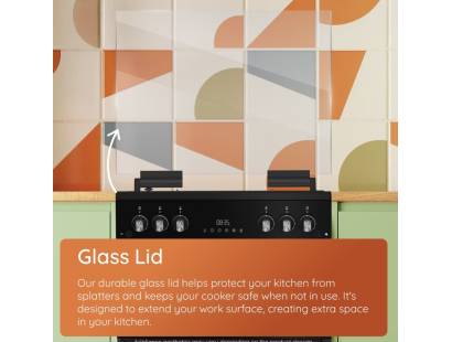 Hotpoint gas double cooker with glass lid