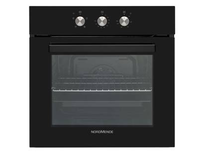 Image of the Nordmende SO206BL Built-In Single Fan Oven in sleek black glass finish