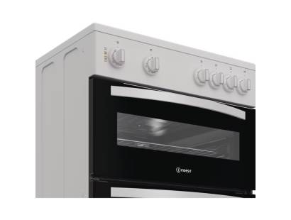 Indesit 60cm white electric double oven cooker