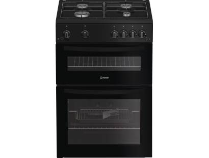 Indesit IDG6GB gas double cooker black, 60cm freestanding cooker, Dalzells