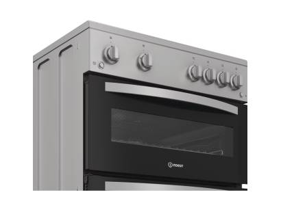 Indesit IDG6GS gas double cooker silver, 60cm freestanding cooker, Dalzells
