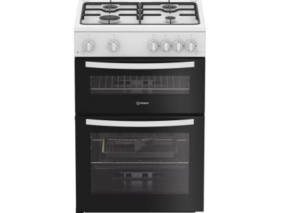 Indesit IDG6GW gas double cooker white, 60cm freestanding cooker, Dalzells