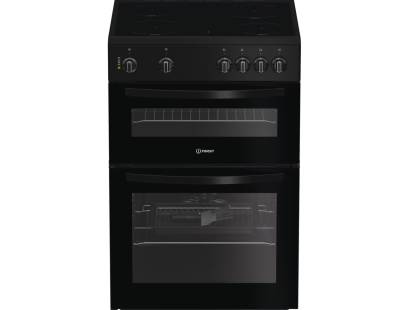 Indesit ITE6VMB electric twin cooker black, 60cm freestanding cooker, Dalzells
