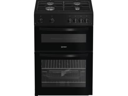 Indesit ITG6GB gas twin cooker black, 60cm freestanding cooker, Dalzells