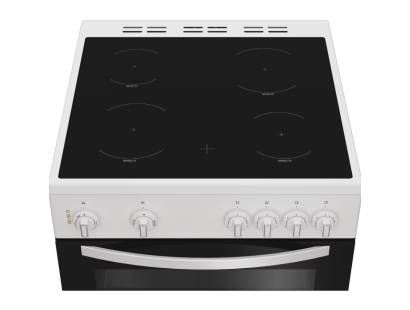 Indesit white electric cooker with ceramic hob and steam clean
