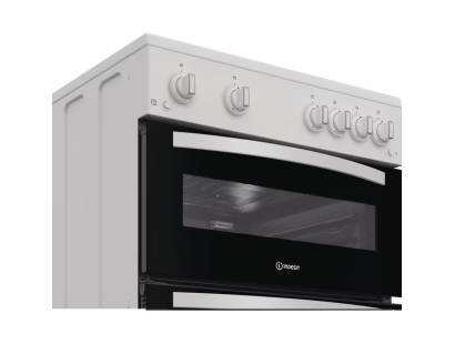 Indesit white gas twin cooker with A plus energy rating