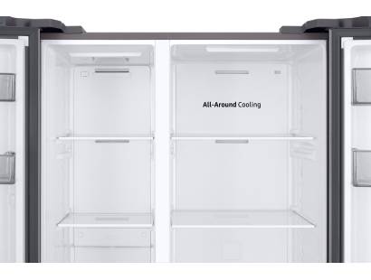 Interior close-up of Samsung RS57DG400EM9EU demonstrating All-Around Cooling air vents