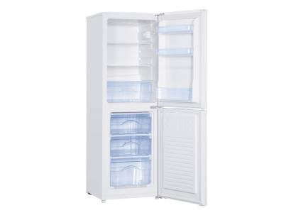 Interior of IceKing fridge showing adjustable shelves and salad drawer