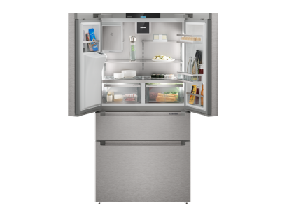 Interior of Liebherr MBsddi 9558 showing VarioTempZone and LED lighting