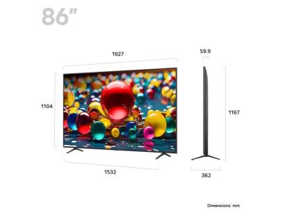 LG 86UA74006LB 86” 4K Smart TV dimensions