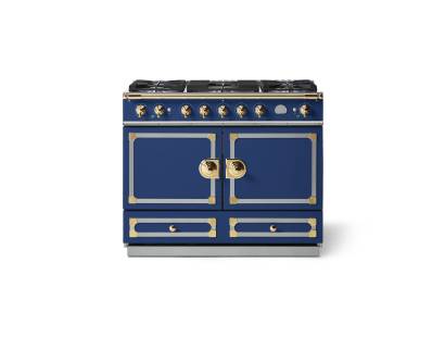 La Cornue CornuFé 110cm Dual Fuel Polished Brass Royal Blue