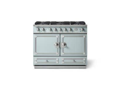 La Cornue CornuFé 110cm Dual Fuel Satin Chrome Roquefort