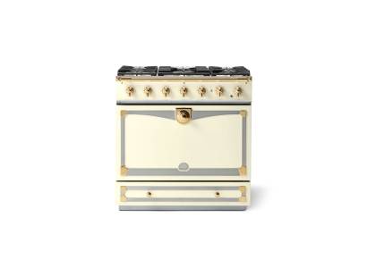 La Cornue CornuFé Albertine 90cm Dual Fuel Polished Brass Blanc