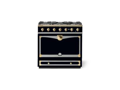 La Cornue CornuFé Albertine 90cm Dual Fuel Polished Brass Gloss Black