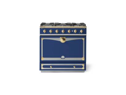 La Cornue CornuFé Albertine 90cm Dual Fuel Polished Brass Royal Blue