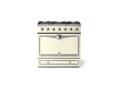 La Cornue CornuFé Albertine 90cm Dual Fuel Polished Brass White