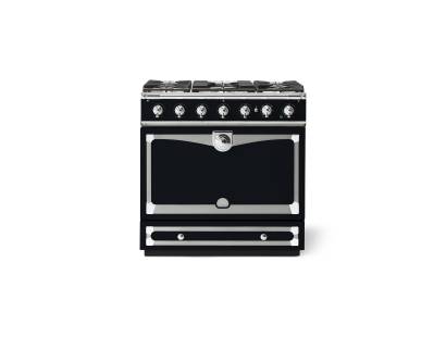 La Cornue CornuFé Albertine 90cm Dual Fuel Polished Chrome Dark Navy Blue