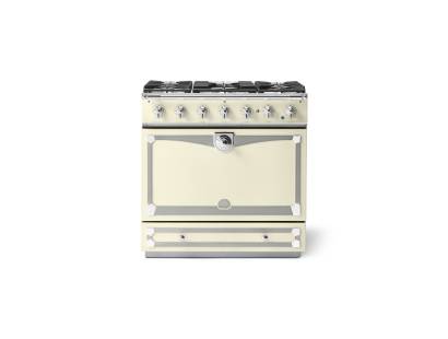La Cornue CornuFé Albertine 90cm Dual Fuel Polished Chrome Ivory