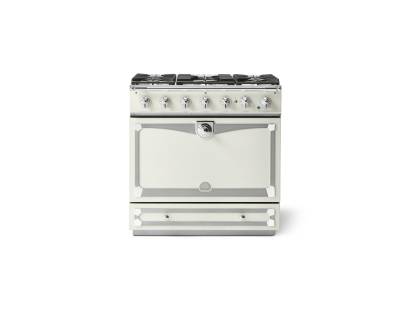 La Cornue CornuFé Albertine 90cm Dual Fuel Polished Chrome Pure White