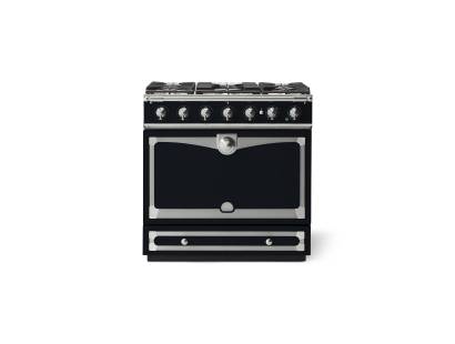 La Cornue CornuFé Albertine 90cm Dual Fuel Satin Chrome Dark Navy Blue