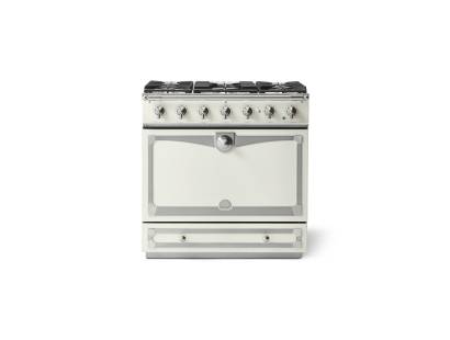 La Cornue CornuFé Albertine 90cm Dual Fuel Satin Chrome Pure White