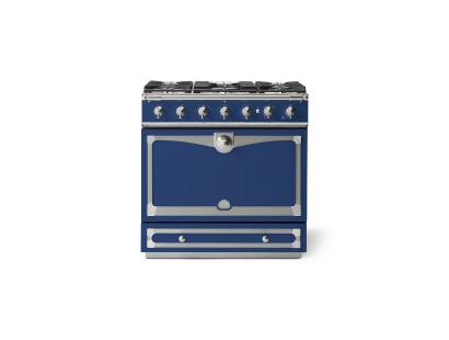 La Cornue CornuFé Albertine 90cm Dual Fuel Satin Chrome Royal Blue