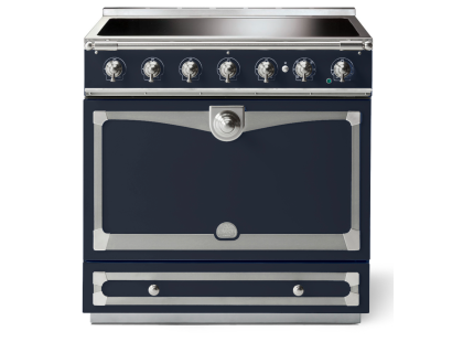 La Cornue CornuFé Albertine 90cm Induction Satin Chrome Dark Navy Blue