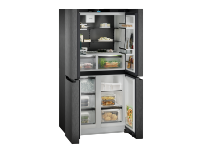 Liebherr black stainless fridge freezer interior view