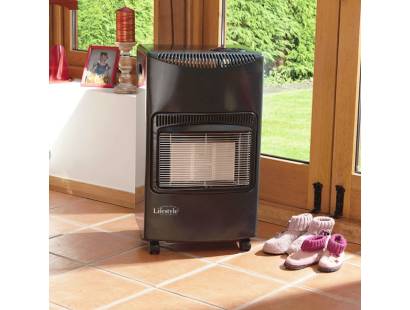 Lifestyle 4.2kW portable gas heater with three heat settings and safety features