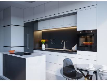 Lifestyle view of the NordMende SOC315BL in a kitchen setting