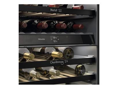 Miele wine cabinet FlexiFrame wooden shelves interior