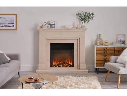 New Forest 650sq electric fire with Deluxe Real Logs and Black Edition