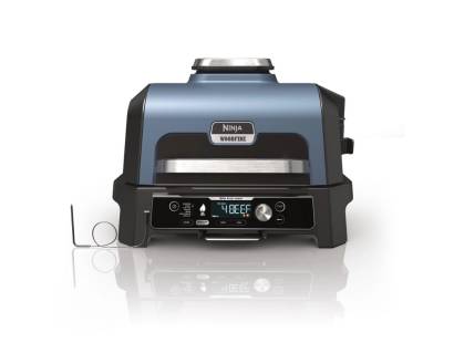 Ninja OG901UK Woodfire Pro Connect XL Electric BBQ Grill & Smoker in black and blue
