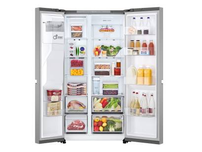 Open LG GSLC41PYPE showing interior storage compartments