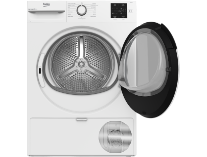 Open drum view of the Front view of the Beko BM3T3822W Heat Pump Tumble Dryer