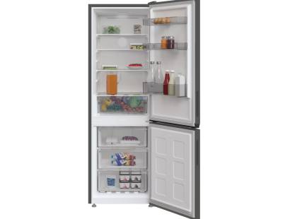 Open view of Indesit INK21411G4UK fridge freezer showing interior storage layout