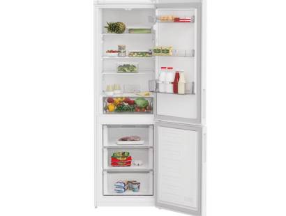 Open view of Indesit INKS1361W4UK showing fridge and freezer compartments