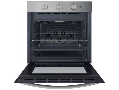 Open view of Indesit IO232HXUK oven showing large interior and shelves