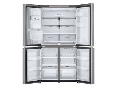 Open view of LG 637L fridge freezer showing spacious multi-compartment layout