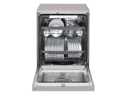 Open view of the LG DF355FP freestanding dishwasher
