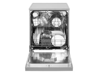 Open view of the LG full-size dishwasher with stainless steel tub and quick wash