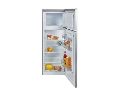 Open view of the Nordmende RFF266SL silver fridge freezer