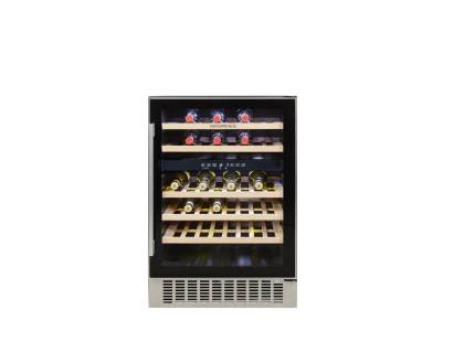 Open view showing wine rack layout and dual zone compartments