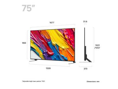 QNED display technology showing dimensions