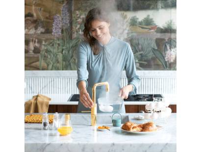 Quooker Fusion Square Tap – Gold finish with child-safe double push-turn control knob