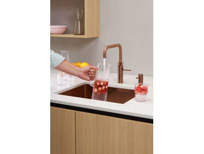 Quooker Fusion Square Tap – Rose Copper finish with child-safe double push-turn knob