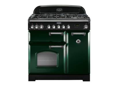 Rangemaster  CDL90DFFRGC 90cm Classic Deluxe Dual Fuel Racing Green Chrome Range Cooker 113510