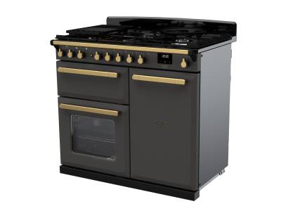 Rangemaster 100cm Estel Deluxe Dual Fuel Slate Antique Brass Range Cooker 18075